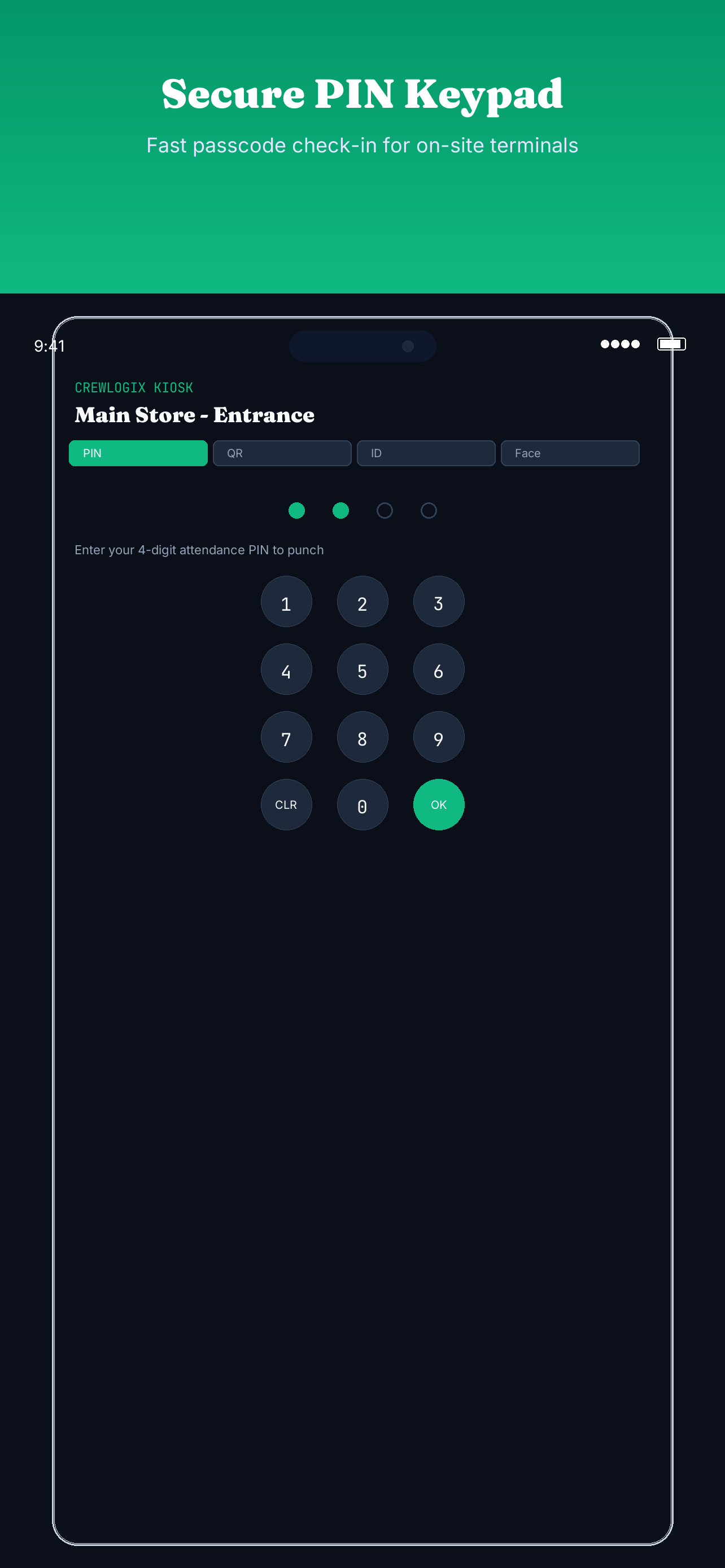 Kiosk PIN Keypad Screen