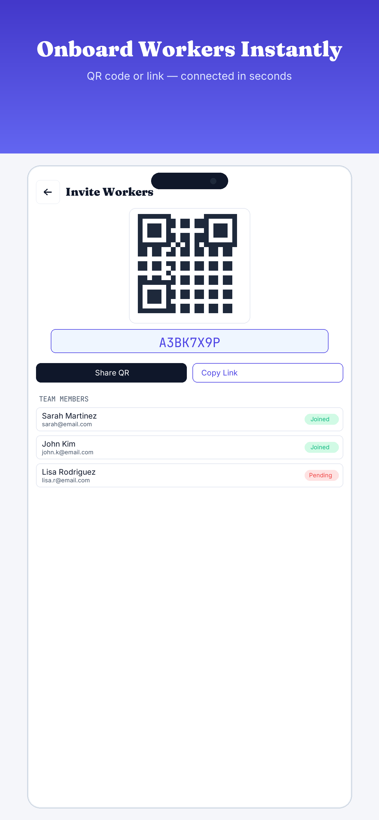 Invite QR Screen