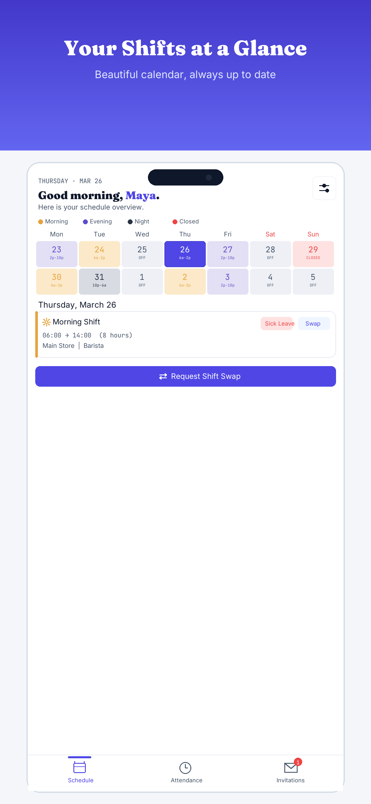 Worker Calendar